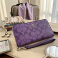 Coach C4452 Long Zip Around Wallet Purple Signature Canvas Wristlet