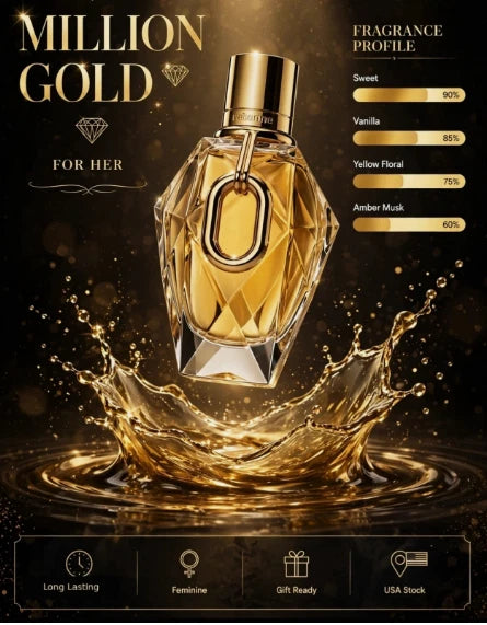 Rabanne Million Gold For Her Eau de Parfum – 3 oz / 90ml